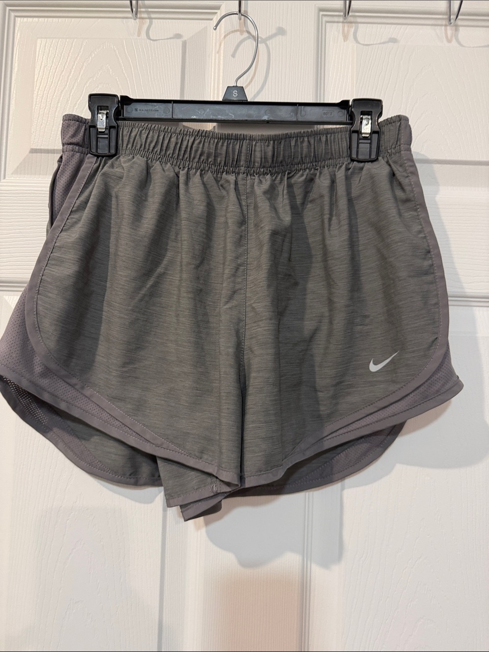 Nike Women's Gray Athletic Running Shorts with Swoosh